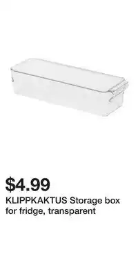 IKEA KLIPPKAKTUS Storage box for fridge, transparent offer