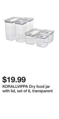 IKEA KORALLVIPPA Dry food jar with lid, set of 6, transparent offer