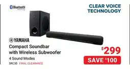 Visions Electronics YAMAHA Compact Soundbar with Wireless Subwoofer offer