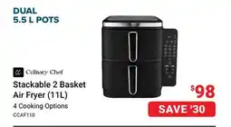 Visions Electronics Culinary Chef Stackable 2 Basket Air Fryer (11L) offer