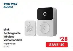 Visions Electronics elink Rechargeable Wireless Video Doorbell offer