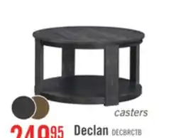 The Brick Declan 31.5 Modern Round Coffee Table with Shelf & Casters - Black offer