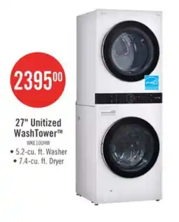 The Brick LG 5.2 Washer/7.4 Dryer Cu. Ft. Front-Load High-Efficiency Washtower - White - WKE100HWA offer