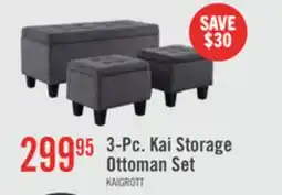 The Brick Kai 19.5 3-Piece Storage Ottomans - Grey Linen-Look offer