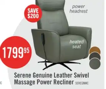 The Brick Serene 31 Genuine Leather Power Reclining Massage Chair with Power Headrest and Heated Seat - Green offer