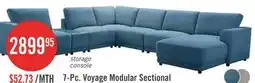 The Brick Voyage Modular 7-Piece Fabric Sectional with Console and Removable Back Cushions – Blue offer