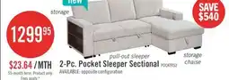 The Brick Pocket 2-piece Right-facing Linen-Look Fabric Sleeper Sectional with Storage - Beige offer
