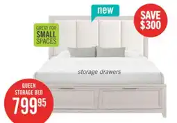 The Brick Elana Storage Bed with Upholstered Headboard, Beige – Queen Size offer
