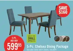 The Brick Chelsea 5pc Dining Set with Table & 4 Blue Chairs, 60W - Walnut Brown offer