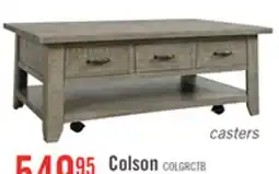 The Brick Colson 50 Rustic Coffee Table with Storage, Shelf and Casters - Driftwood offer