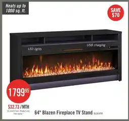 The Brick Blazen 64 Electric Fireplace TV Stand with Storage for TVs up to 70 - Black offer
