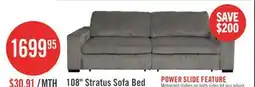 The Brick Stratus 108 Faux Fur Fabric Full-Size Sofa Bed with Power Sliding - Fog Grey offer