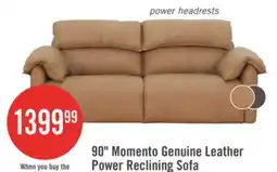The Brick Momento 90 Genuine Leather Power Reclining Sofa – Caramel offer