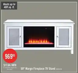 The Brick Margo 59 Glam Electric Fireplace TV Stand with Storage and Cable Management for TVs up to 65- Silver offer