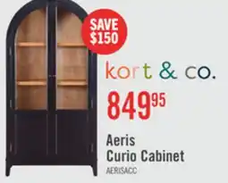 The Brick Kort & Co Aeris 36 Arched Curio Cabinet with Glass Doors – Matte Black and Natural Oak offer