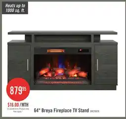 The Brick Breya 64 Modern Electric Fireplace TV Stand with Storage & USB Charging for TVs up to 70- Grey offer