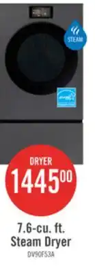 The Brick Samsung Bespoke 7.6 Cu. Ft. Electric Dryer with AI Opti Dry - Dark Steel - DV90F53AESAC offer