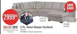 The Brick Scott Living Haven 3-Piece Right-Facing Chenille Fabric Sleeper Sectional with Storage Chaise - Grey offer