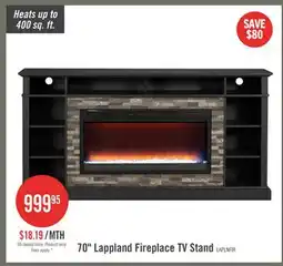 The Brick Lappland 70 Electric Fireplace TV Stand with Storage and Cable Management for TVs up to 80- Black offer