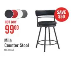 The Brick Mila Counter-Height Stool with Swivel Seat & Vegan Leather Fabric, 25H, Metal - Black offer