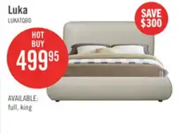 The Brick Luka Upholstered Platform Bed in Taupe Vegan-Leather Fabric, Modern - Queen Size offer