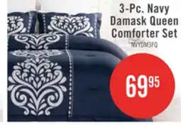 The Brick Navy Damask 3-Piece Full/Queen Comforter Set offer