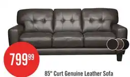 The Brick Curt 85 Genuine Leather Sofa with Button Tufting - Grey offer