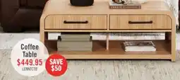The Brick Scott Living Lenore 48 Modern Coffee Table with Storage, Shelf and Casters - Natural offer