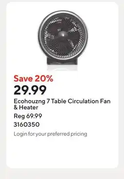 Staples Ecohouzng 7 Table Circulation Fan & Heater offer