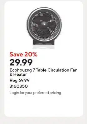 Staples Ecohouzng 7 Table Circulation Fan & Heater offer