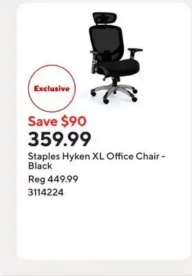 Staples Staples Hyken XL Office Chair - Black offer