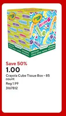 Staples Crayola Cube Tissue Box – 85 count offer