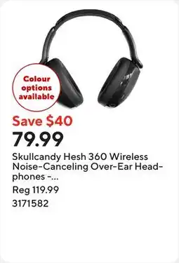 Staples Skullcandy Hesh 360 Wireless Noise-Canceling Over-Ear Headphones - True Black offer