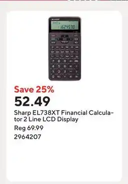Staples Sharp EL738XT Financial Calculator 2 Line LCD Display offer