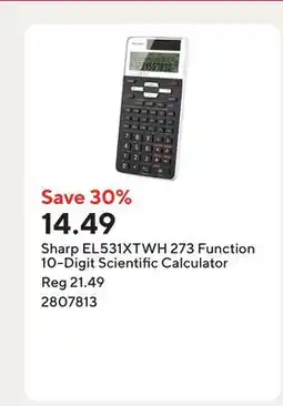 Staples Sharp EL531XTWH 273 Function 10-Digit Scientific Calculator offer