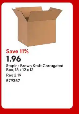 Staples Staples Brown Kraft Corrugated Box, 16 x 12 x 12 offer
