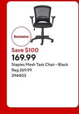 Staples Staples Mesh Task Chair - Black offer
