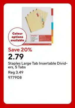 Staples Staples Large Tab Insertable Dividers, 5 Tabs offer