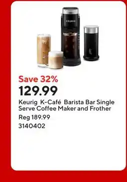 Staples Keurig K-Café Barista Bar Single Serve Coffee Maker and Frother offer