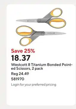 Staples Westcott 8 Titanium Bonded Pointed Scissors offer