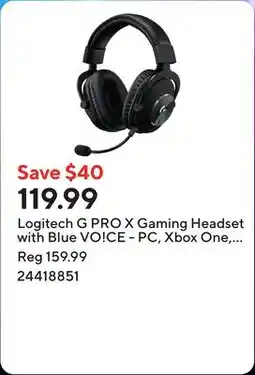 Staples Logitech G PRO X Gaming Headset with Blue VO!CE - PC, Xbox One, PS5, PS4, Nintendo Switch - Black offer