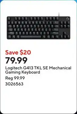 Staples Logitech G413 TKL SE Mechanical Gaming Keyboard offer