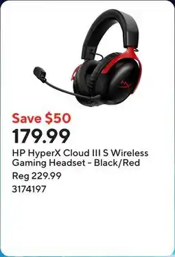 Staples HP HyperX Cloud III S Wireless Gaming Headset - Black/Red offer