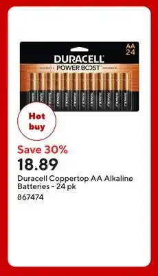 Staples Duracell Coppertop AA Alkaline Batteries offer
