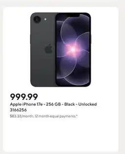 Staples Apple iPhone 17e - 256 GB - Black - Unlocked offer