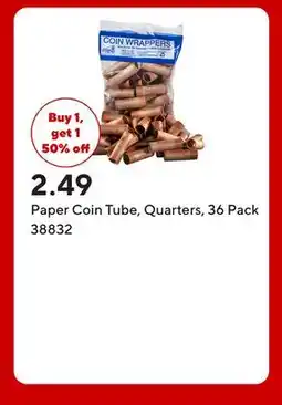 Staples Paper Coin Tube, Quarters offer