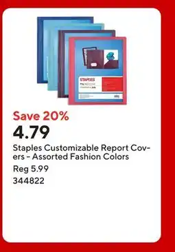Staples Staples Customizable Report Covers - Assorted Fashion Colors offer