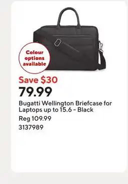 Staples Bugatti Wellington Briefcase for Laptops up to 15.6 - Black offer