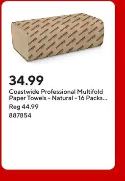 Staples Coastwide Professional Multifold Paper Towels - Natural - 16 Packs of 250 offer