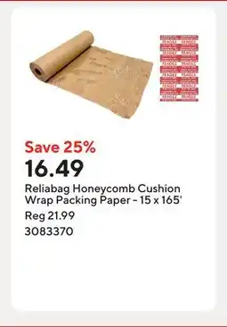 Staples Reliabag Honeycomb Cushion Wrap Packing Paper - 15 x 165' offer